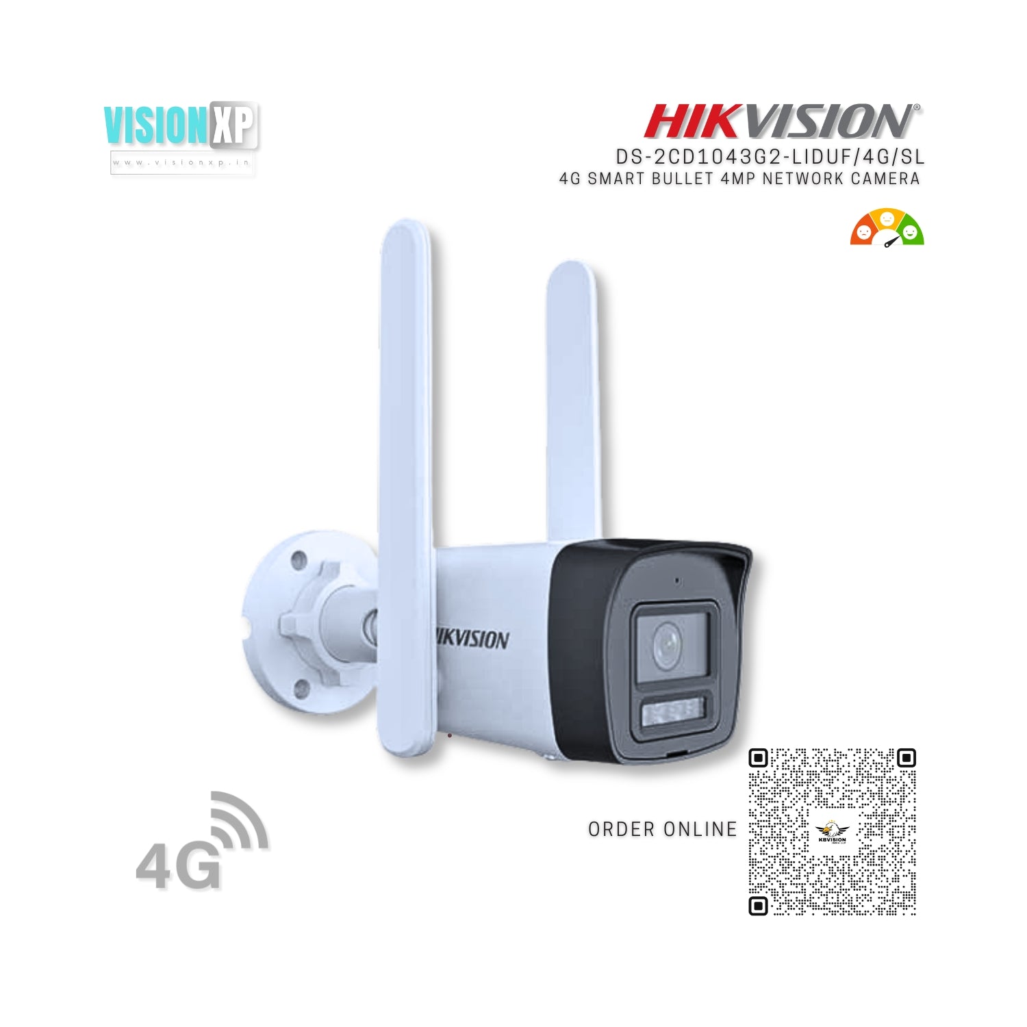 Hikvision DS-2CD1043G2-LIDUF/4G/SL 4MP Smart 4G Network Bullet Camera Hikvision DS-2CD1043G2-LIDUF/4G/SL 4MP Smart 4G Network Bullet Camera